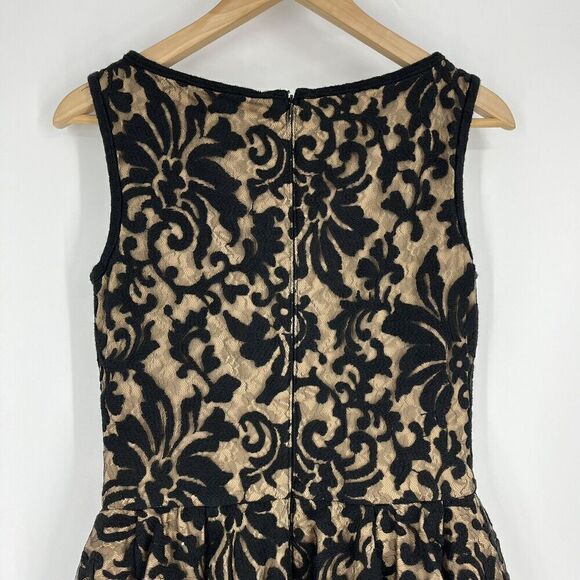 Tadashi Shoji Dress Size 4 Womens Black Textured Lace Peplum Cocktail Sleeveless - Picture 5 of 8